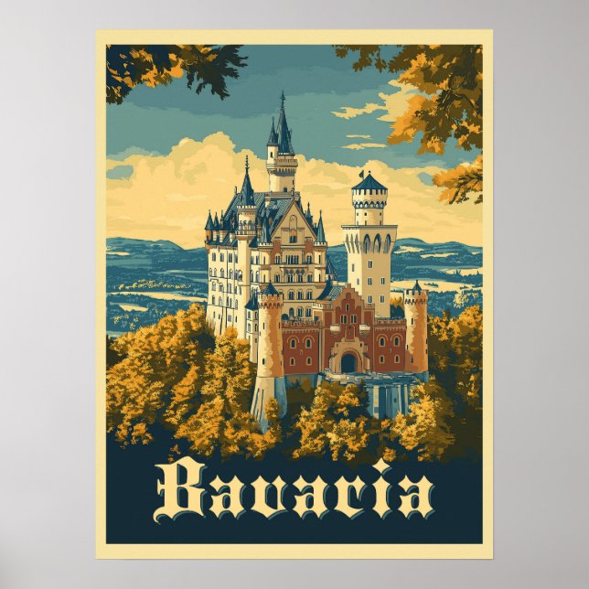 Poster Découvrez la Bavière : Château de Neuschwanstein (Devant)