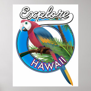 Poster Découvrez le logo rétro Hawaii