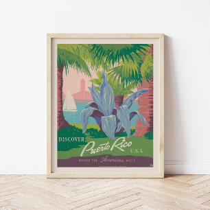 Poster Découvrez Porto Rico USA Vintage voyage