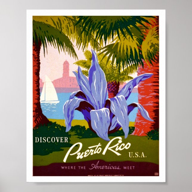 Poster Découvrez Porto Rico Vintage (Devant)