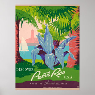 Poster Découvrez Porto Rico Vintage voyage Art