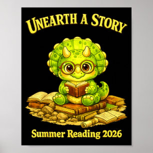 Poster Découvrez une histoire triceratops dinosaure lisan
