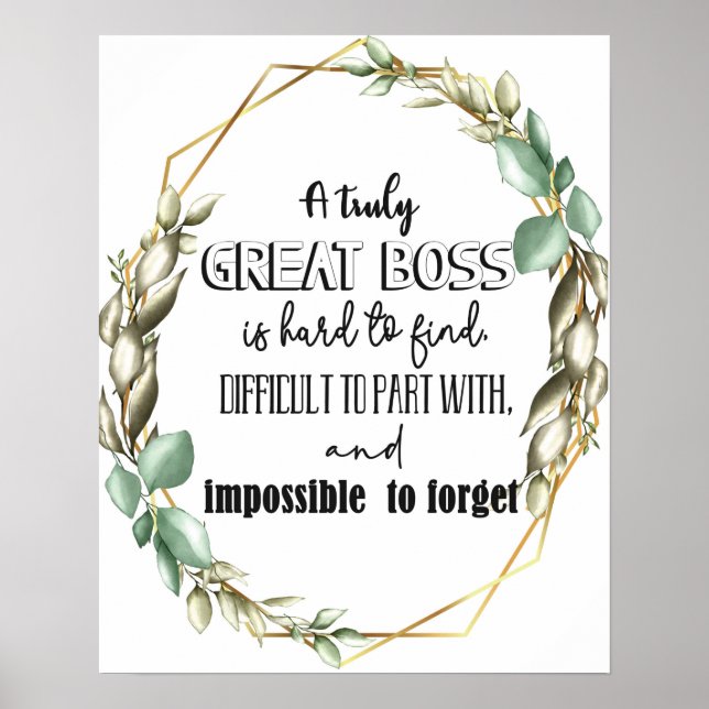 Poster d'écriture or Great Boss (Devant)