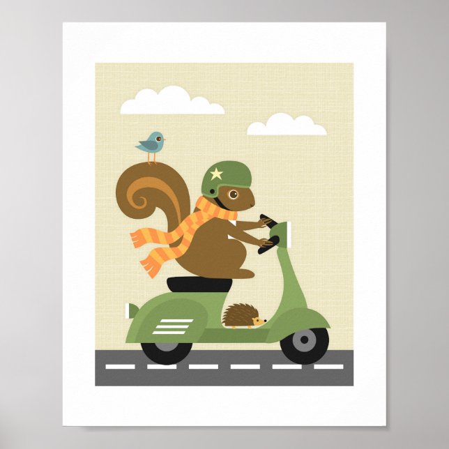 Poster d'écureuil rétro (Devant)