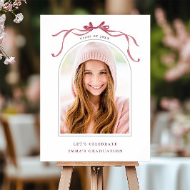 Poster Deep Blush Ribbon Bow Graduation Party Welcome