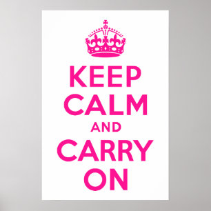 Poster Deep Pink Keep Calm and Carry On