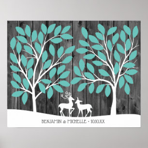 Poster Deer - 75 Signature Guest Book Alternative