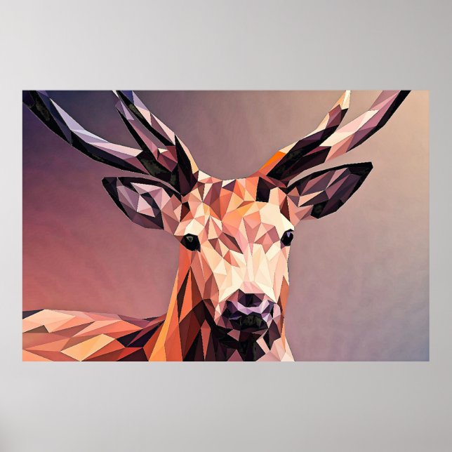 Poster Deer Small Poly Art Design (Devant)