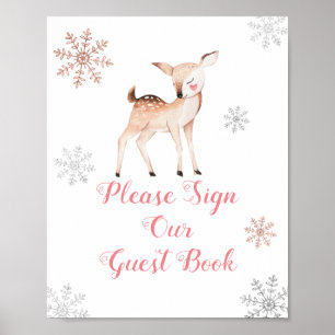 Poster Deer Winter ONEderland S'il vous plaît signer notr