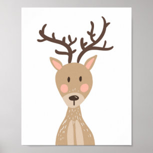Poster Deer Woodland Animal Nursering Wall Art Imprimer