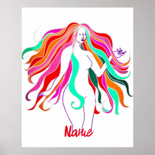 Poster Déesse aux cheveux longs multicolores Thunder_Cove