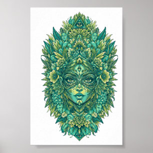 Poster Déesse Botanique Mystique Géométrie Sacrée Psyched