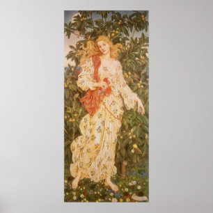 Poster Déesse des fleurs et des fleurs, Flore de Morgan