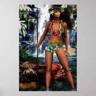 Poster Déesse dragon hawaïenne