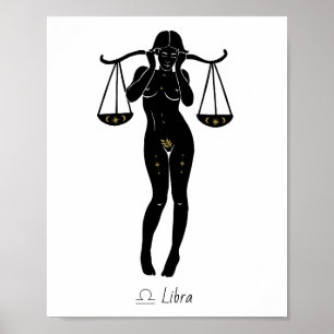Poster Déesse du zodiaque de la Balance Art des échelles