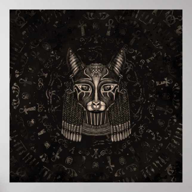 Poster Déesse égyptienne Bastet - Sepia (Devant)