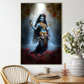 Poster Déesse Kali Ma Fantaisie Artistique Cascade Floral