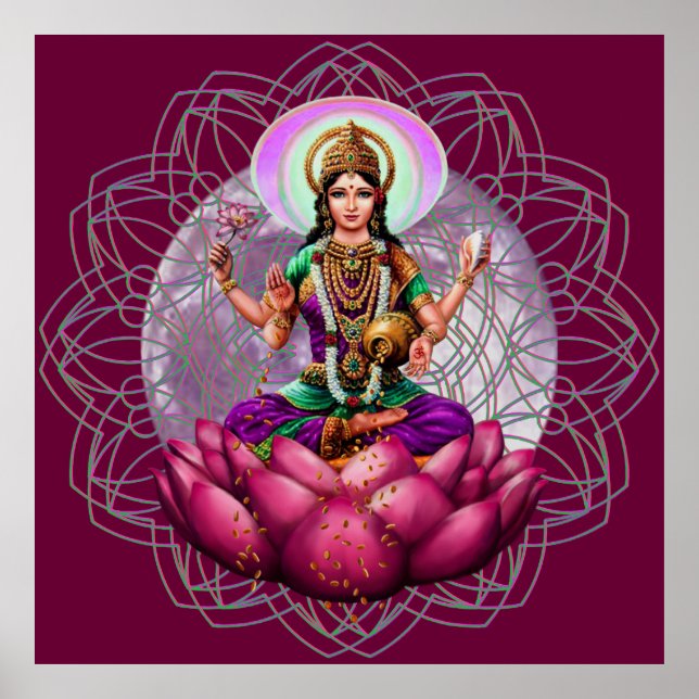 Poster Déesse Lakshmi - mandala de bénédiction de richess (Devant)