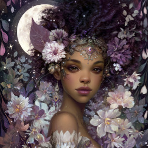 Poster Déesse Lunaire Art Fantastique Noir Reine Noire