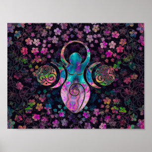 Poster Déesse Triple lune avec triskele