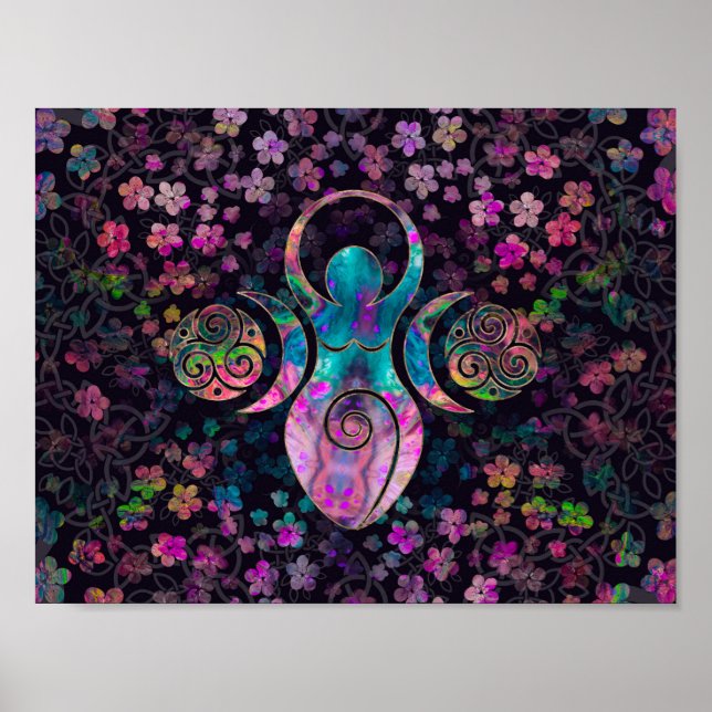 Poster Déesse Triple lune avec triskele (Devant)