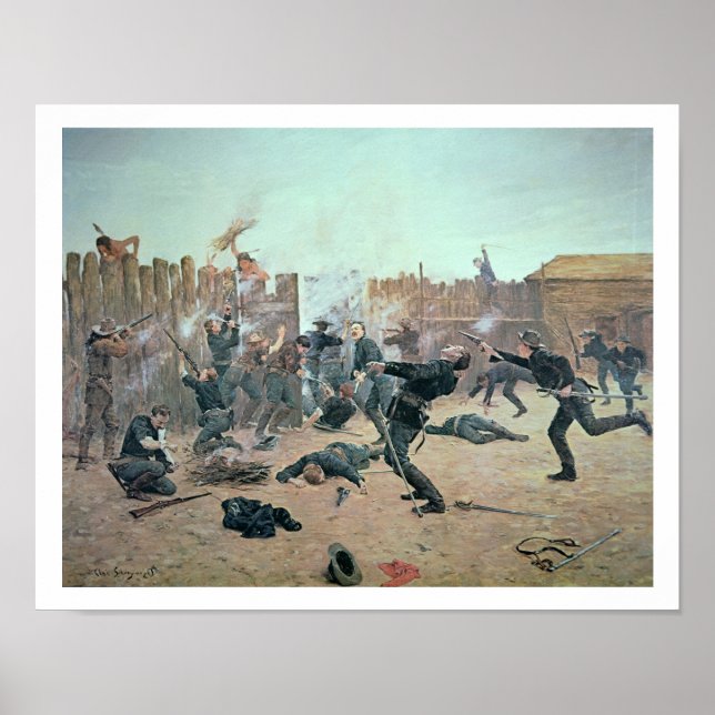 Poster Defending the Fort : Indians attaque U.S. Cavalry (Devant)