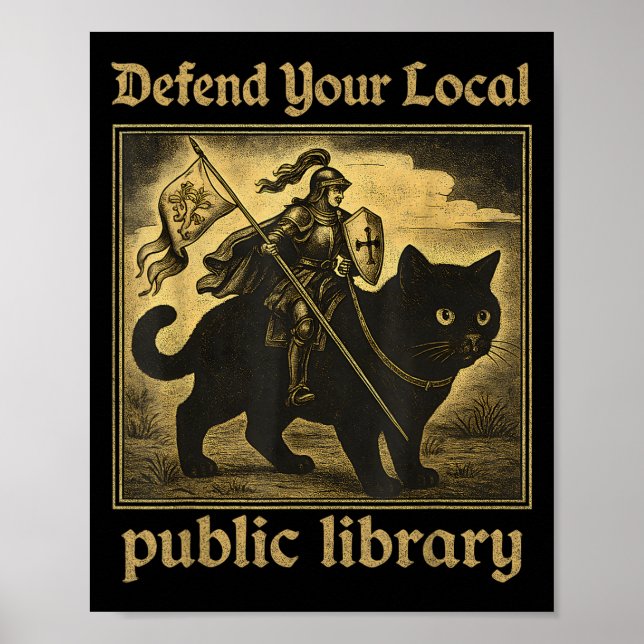 Poster Défendre votre bibliothèque publique locale Chat K (Devant)