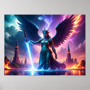 Poster Défenseur de la démocratie USA Lady Liberty guerri