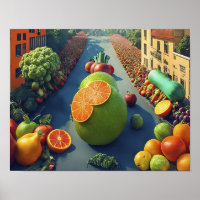 Défilé de fruits et légumes géants accrocheurs 