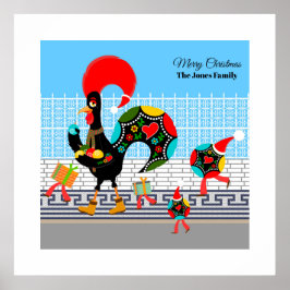 Poster Défilé portugais de cadeaux de coq et de Baubles