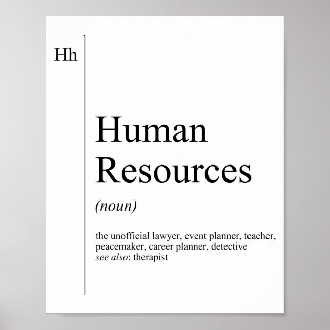 Poster Définition amusante des ressources humaines (Devant)