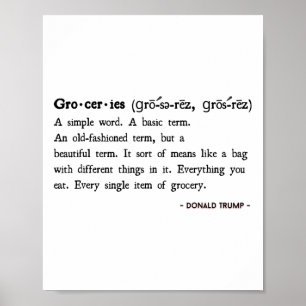 Poster Définition de citations drôles de Trump sur les pr