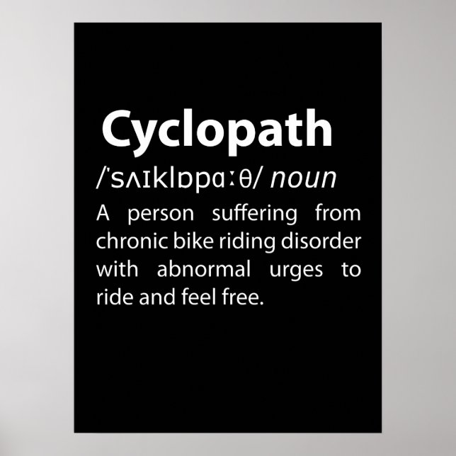 Poster Définition de dictionnaire amusant Cyclopath (Devant)