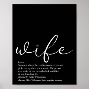 Poster Définition de femme Chic Script Rouge Cœur Amour A