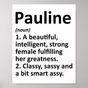 Poster Définition de Pauline Nom Personnalisé Drôle de No
