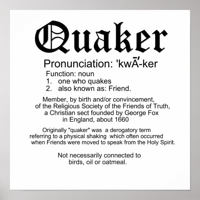 Poster Définition de Quaker (Devant)