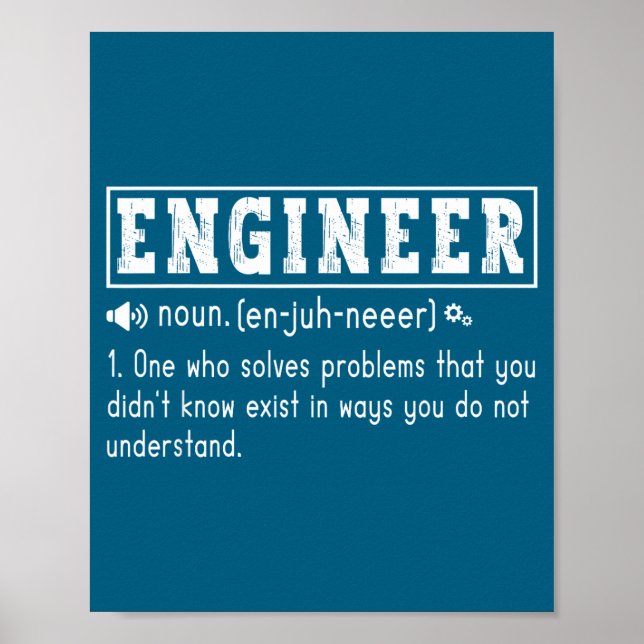 Poster Définition d'ingénieur drôle Résolution de problèm (Devant)