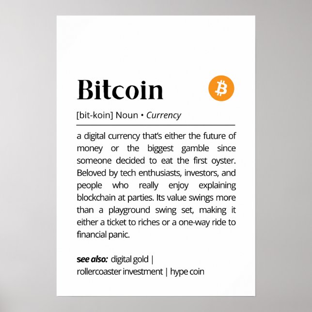 Poster Définition drôle de Bitcoin (Devant)