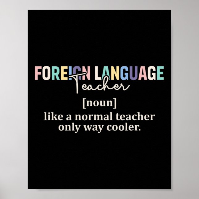 Poster Définition drôle de professeur de langue étrangère (Devant)