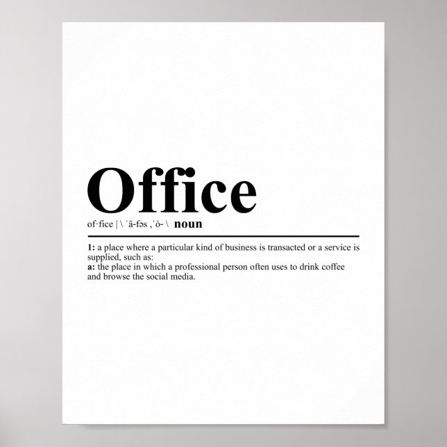 Poster Définition du bureau | Citation drôle (Devant)