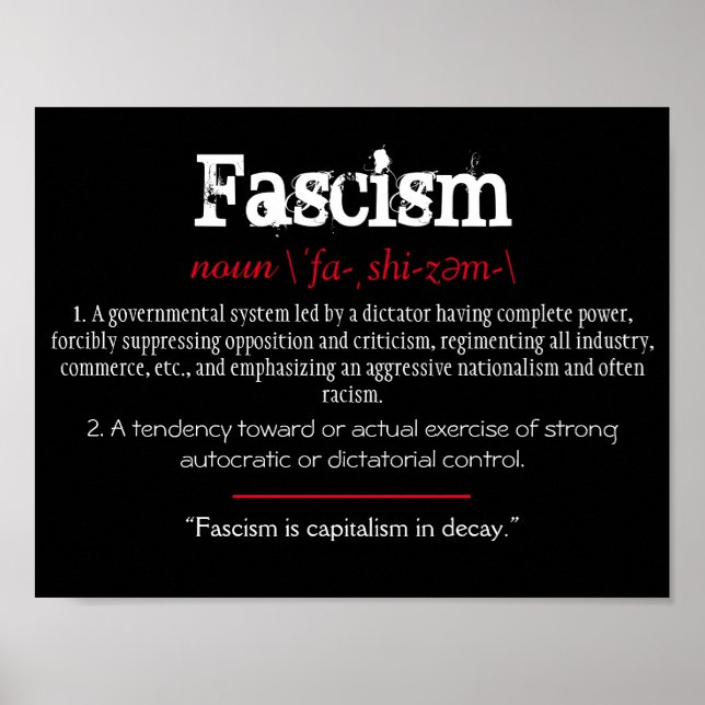 Poster Définition du fascisme Énoncé politique Rouge (Devant)