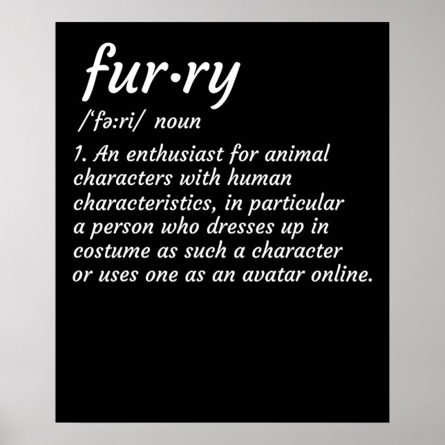 Poster Définition Furry Fandom Furries Conception Cosplay (Devant)
