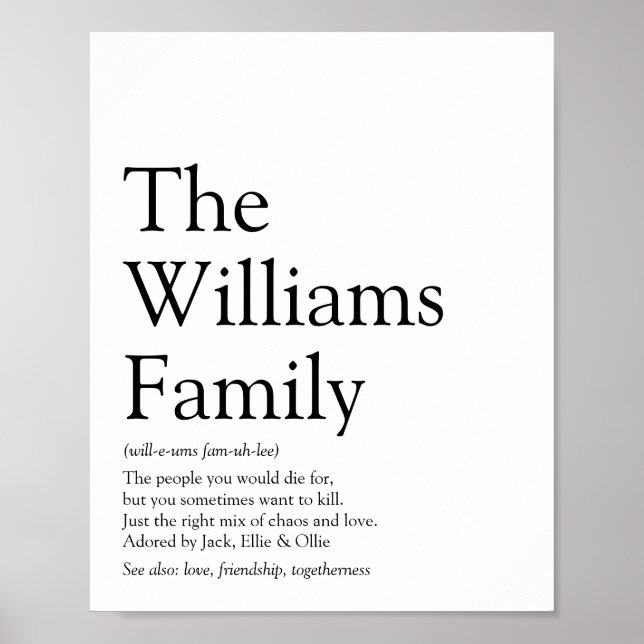 Poster Définition personnalisée de votre famille (Devant)