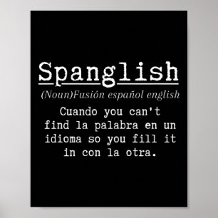 Poster Définition Spanglish Prof de espagnol bilingue drô