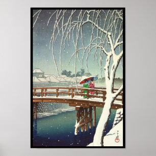 Poster Défunte neige le long d'art d'hiver de Hasui