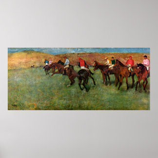 Poster Degas, Course du cheval avant le début