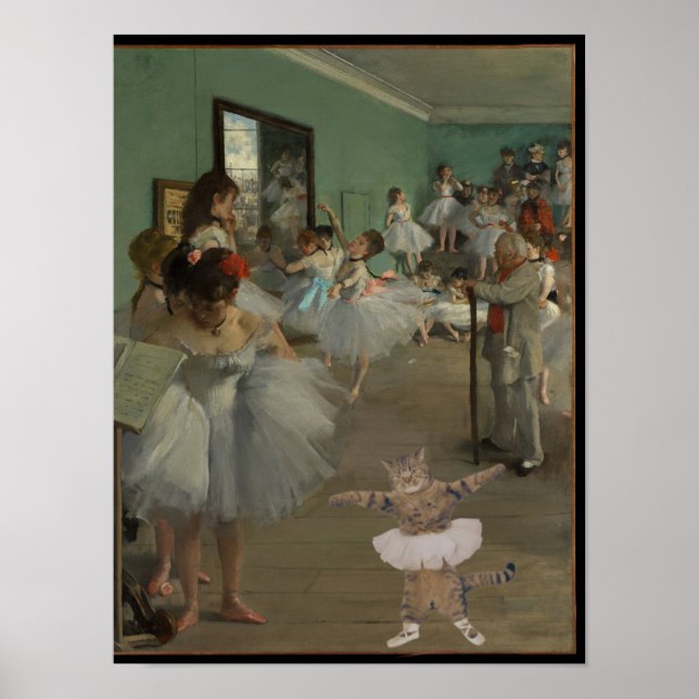 Poster Degas' La Classe de danse avec chat Ballet (Devant)