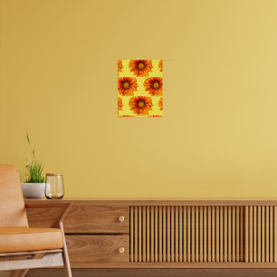 Poster Dégradé de fleurs orange jaune vif découpé