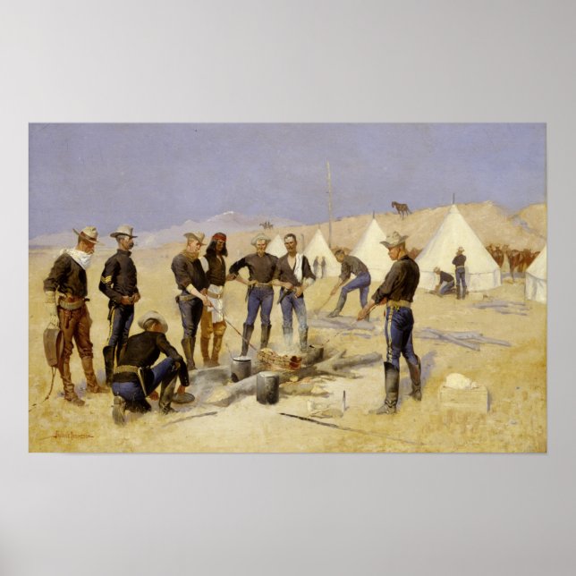 Poster Déguster le boeuf de Noël dans un camp de cavaleri (Devant)