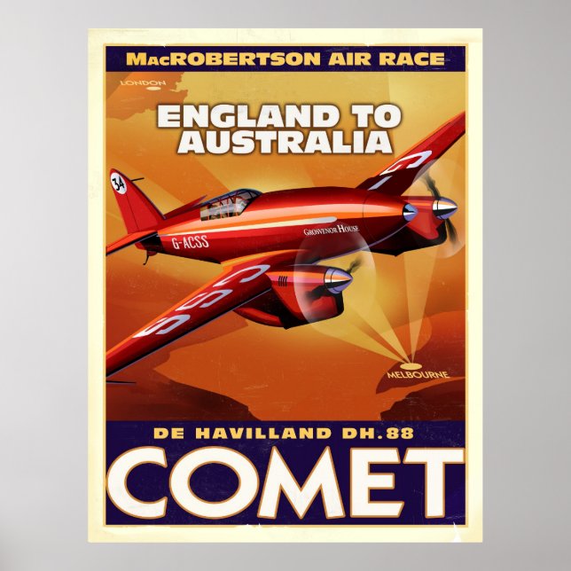 Poster deHavelland DH88 Comet Air Racer (Devant)